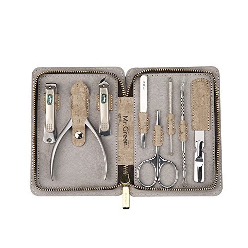 Product Cover Manicure Set,Pedicure Sets,Nail Clipper Gift Sets, Family Sets, Stainless Steel Professional Nail Cutter & Grooming Kits with Leather Case (8 Pieces) - Mr.Green