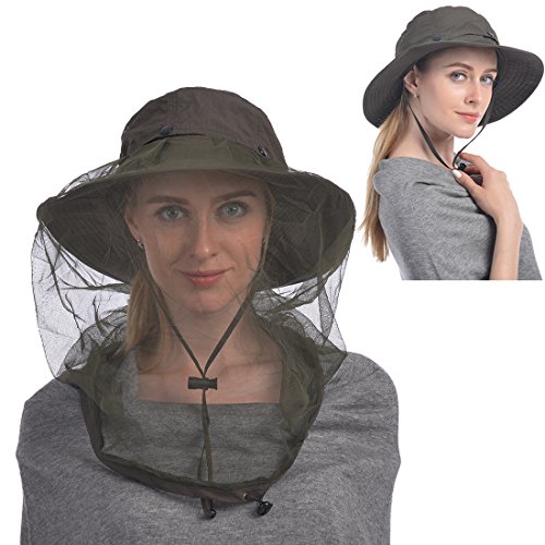 Product Cover USHAKE Mosquito Head Net Hat, Safari Hat Sun Hat Bucket Hat with Hidden Net Mesh Protection from Insect Bug Bee Mosquito Gnats for Outdoor Lover Men or Women