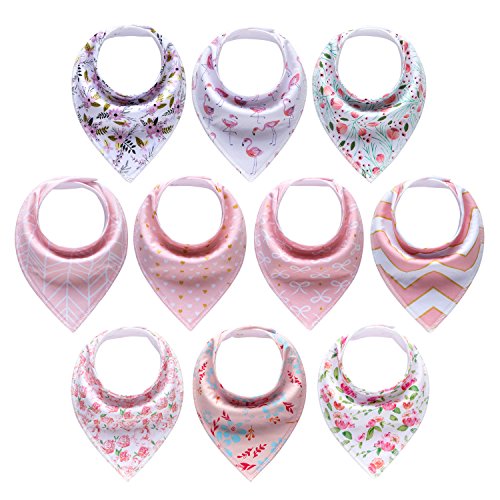 Product Cover MiiYoung 10-Pack Baby Girl Bandana Drool Bibs for Drooling and Teething