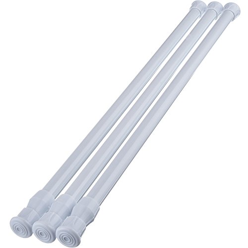 Product Cover Hotop 3 Pack Cupboard Bars Tensions Rod Spring Curtain Rod, Adjustable Width (15.7-27.6 Inches, White)