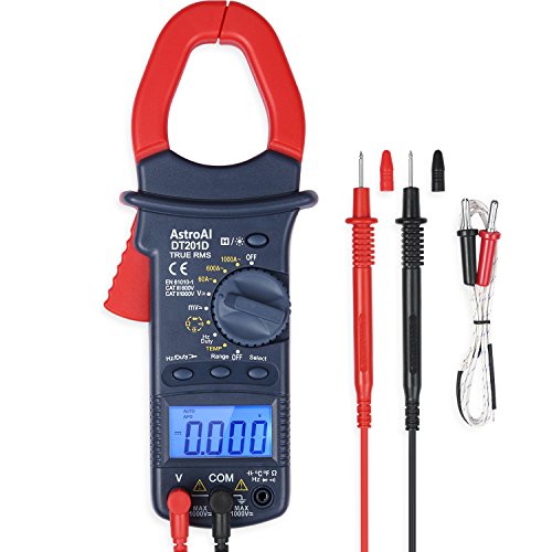 Product Cover AstroAI Digital Clamp Meter, TRMS 6000 Counts Multimeter Volt Meter with Manual and Auto Ranging; Measures Voltage Tester, Current, Resistance, Continuity, Frequency; Tests Diodes, Temperature
