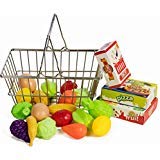 Product Cover IQ Toys Stainless Steel Shopping Basket with Hard Plastic Play Food