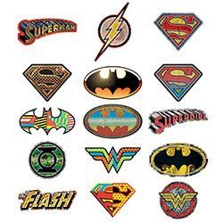 Product Cover DC Comics 15 Logo Stickers - Set of 15 Batman, Superman, Wonder Woman, Flash, Green Lantern Stickers