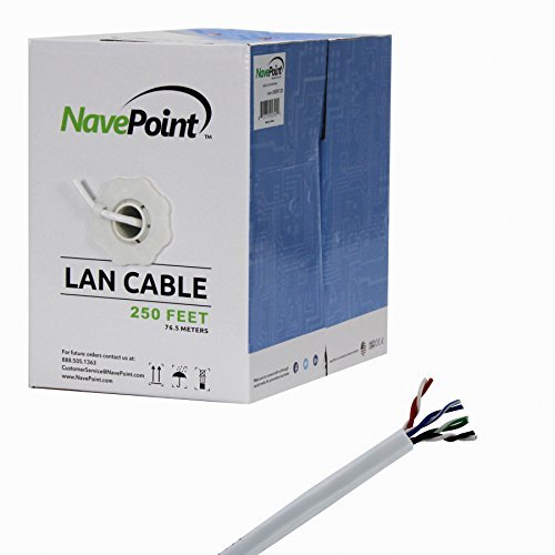 Product Cover NavePoint CAT5e UTP Bulk Ethernet Network Cable Solid 24AWG RJ45 LAN Wire 250FT White