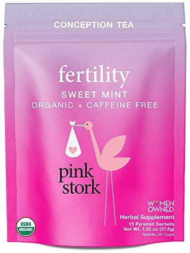 Product Cover Pink Stork Fertility Tea: Sweet Mint Tea, USDA Organic, Support Female Fertility, Healthy Cycle, Hormone Balance, Biodegradable Sachets, 30 Cups