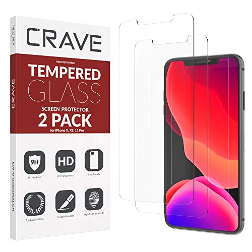 Product Cover Crave Glass Screen Protector for Apple iPhone 11 Pro/XS/X [2-Pack] HD Tempered Glass