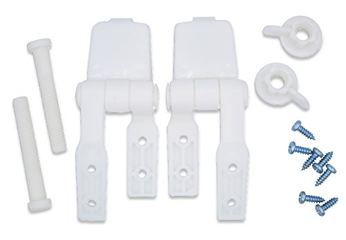 Product Cover White Plastic Toilet Seat Hinge Replacement with Bolts Screw and Nuts