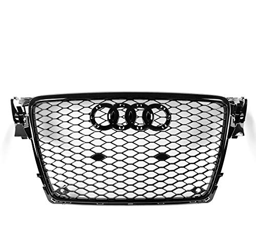 Product Cover ZMAUTOPARTS For 2009-2012 Audi A4 / S4 B8 8T RS5 Style Honeycomb Mesh Hex Grille Gloss Black