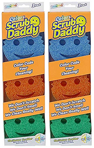 Product Cover Scrub Daddy® Colors Sponge Set - FlexTexture Sponge, Soft in Warm Water, Firm in Cold, Deep Cleaning, Dishwasher Safe, Multi-use, Scratch Free, Odor Resistant, Functional, Ergonomic, 2 pk, 6 pc