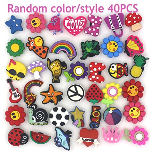 Product Cover Trasfit 40 Pieces Kawaii Shoes Charms for Crocs & Jibbitz Shoes, Wristband Bracelet Party Supplies, Fun and Exciting Decorations