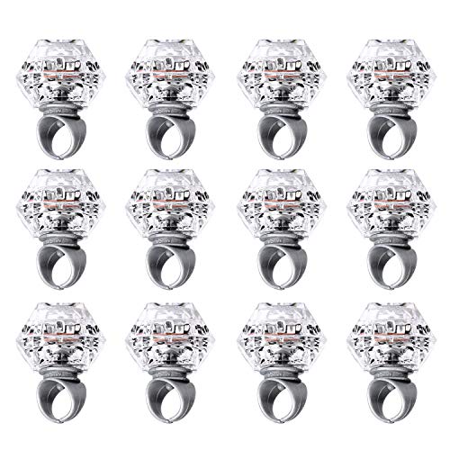 Product Cover Konsait Flashing Led Light up Ring Toys Diamond Grow in The Dark Jelly Bumpy Rings for Birthday Bachelorette Bridal Shower Gatsby Party Favors (12pcs)
