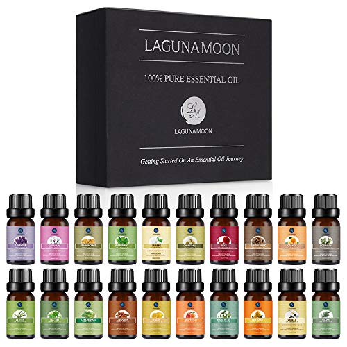 Product Cover Lagunamoon Premium Essential Oils Set,Top 20 Pure Natural Aromatherapy Oils Lavender Frankincense Peppermint Rose Rosemary Sandalwood