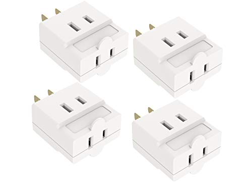 Product Cover Oviitech Single Receptacle to 3 Outlet Cube Wall Tap,Plug-In Triple outlet polarized adapter,White(4 Pack)