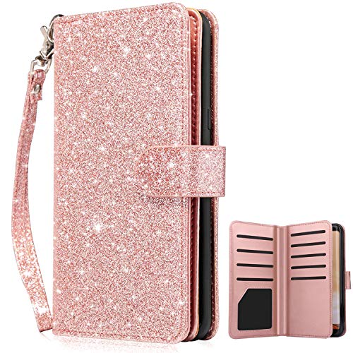 Product Cover Dailylux Galaxy S8 Case,Galaxy S8 Wallet Case,Premium PU Leather Flip Credit Card Holder Wristlet Shockproof Protective Luxury Bling Flip Case for Samsung Galaxy S8 5.8 inch-Glitter Rose Gold