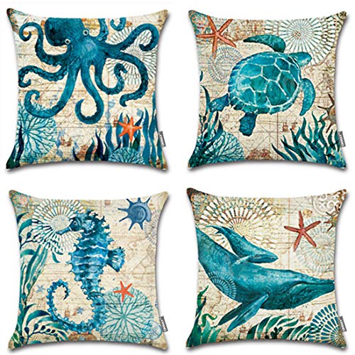Product Cover ONWAY Ocean Park Cotton Linen Theme Decorative Pillow Cover Case 18
