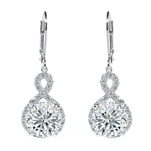 Product Cover Cate & Chloe Today Show, of The Day Alessandra 18k White Gold Infinity Halo Drop Earrings, Silver CZ Crystal Dangle Earrings Round Diamond Cubic Zirconia Earring Set Special-Occasion-Jewelry