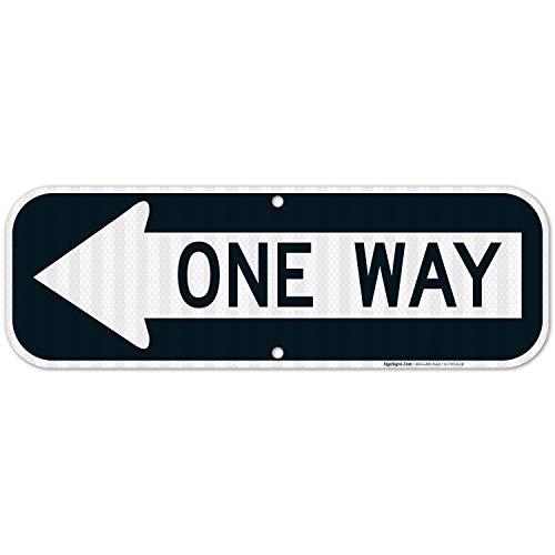 Product Cover One Way Sign with Left Arrow, 6x18 3M Reflective (EGP) Rust Free .63 Aluminum, Weather/Fade Resistant, Easy Mounting, Indoor/Outdoor Use, Made in USA by SIGO SIGNS