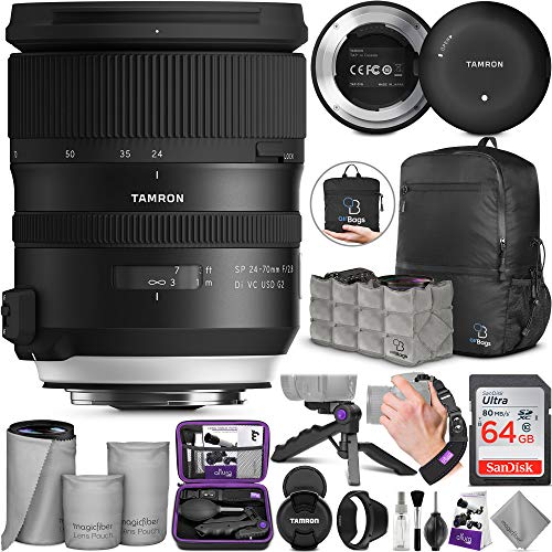 Product Cover Tamron SP 24-70mm f/2.8 Di VC USD G2 Lens for Nikon F + Tamron Tap-in Console with Altura Photo Advanced Accessory and Travel Bundle