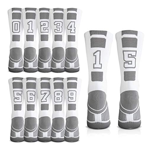Product Cover Athletic Half Cushioned Crew Socks | Mid Calf | White | Custom Team Number