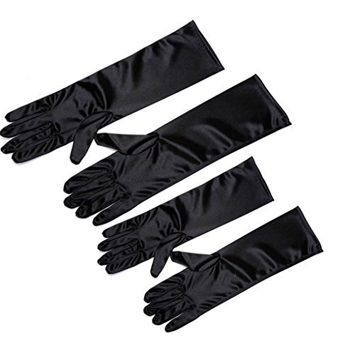 Product Cover Utopiat Audrey Style Mini Black Satin Opera Gloves Girls Inspired by Breakfast At Tiffany's