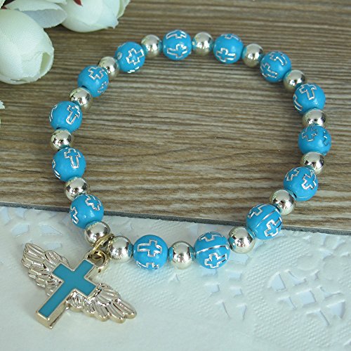Product Cover 12 Pcs Angel Wing Cross Bracelet Favor for Boy - Baptism Favor/Christening Favor/Bautizo Recuerdos