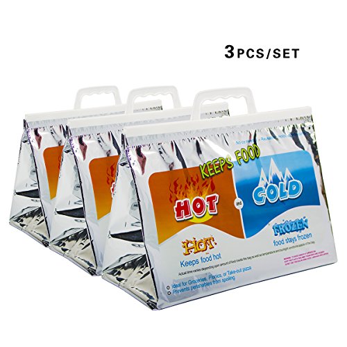 Product Cover Reusable Thermal Insulated Bag (hot/Cold) Food Storage & Carry Bags Lunch Bags by VECKLI (3, 10''x13'')