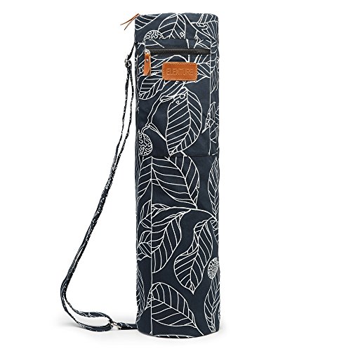 Product Cover ELENTURE Full-Zip Exercise Yoga Mat Carry Bag with Multi-Functional Storage Pockets, Black Leaf