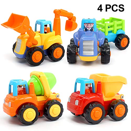 Product Cover ORWINE Inertia Toy Early Educational Toddler Baby Toy Friction Powered Cars Push and Go Cars Tractor Bulldozer Dumper Cement Mixer Engineering Vehicles Toys For Children Boys Girls Kids Gift 4PCS