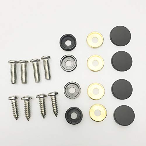 Product Cover Set of 4 Anti Rust Resistant Stainless Steel Screw+Black Aluminum Screw Caps not plastic cap for License Plate frame
