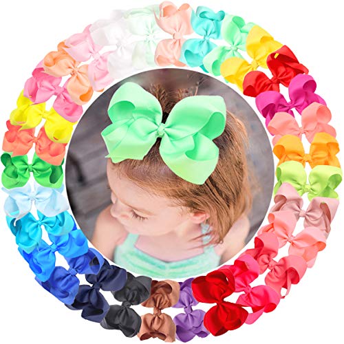 Product Cover CÉLLOT 30 Colors 6 Inch Bows for Baby Girls Big Grosgrain Girls 6