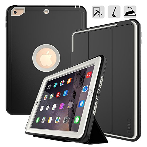 Product Cover DUNNO iPad 9.7 2017/2018 case Heavy Duty Full Body Rugged Protective Case with Auto Sleep/Wake Up Stand Folio & Three Layer Design for Apple iPad 9.7 inch 2017/2018 (Black+Gray)