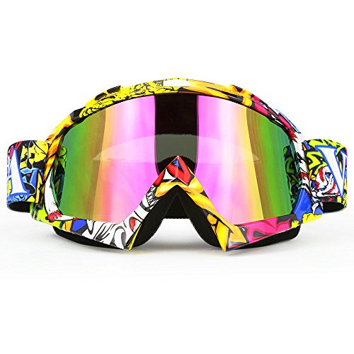 Product Cover JAMIEWIN Professtional Adult Motorcycle Goggles Off Road Dirt Bike ATV Riding Motocross Mx Goggles Glasses for Men Women Youth Kids(C74)