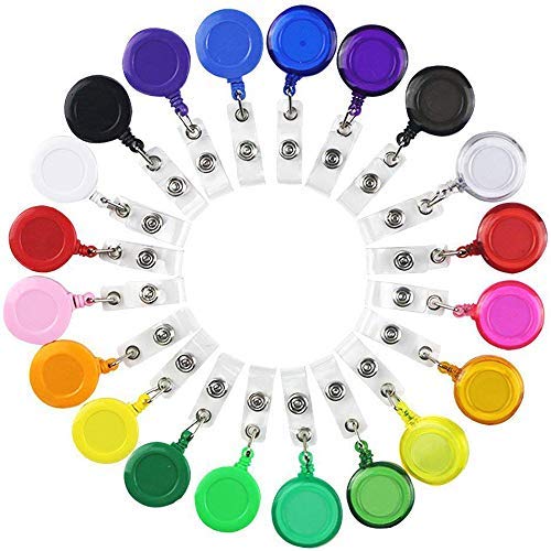 Product Cover SHAN RUI 20pcs Retractable Badge Holder Reels with Clip for Name Card Key Card, 20 Colors