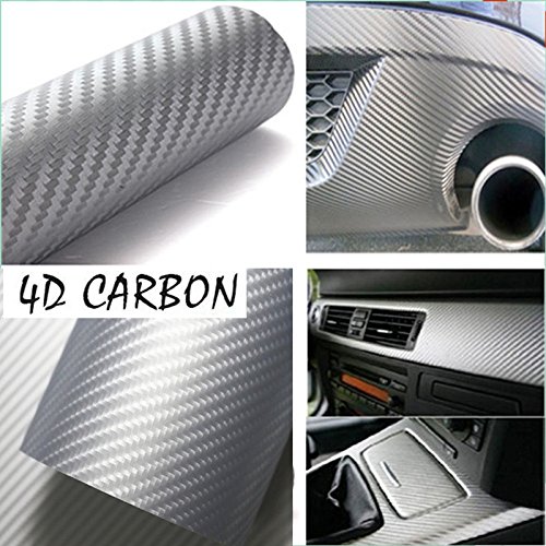 Product Cover DIYAH 4D Silver Carbon Fiber Vinyl Wrap Sticker with Air Realease Bubble Free Anti-Wrinkle 12