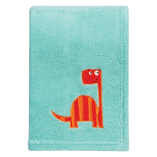 Product Cover Trend Lab Dinosaur Roar Plush Baby Blanket, Green, Orange