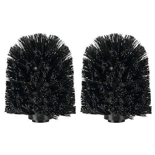 Product Cover mDesign Replacement Toilet Bowl Brush Head, Easy Screw-On Design for Bathroom Storage - Sturdy Stiff Bristles Make Deep Cleaning Simple - 2 Pack - Black