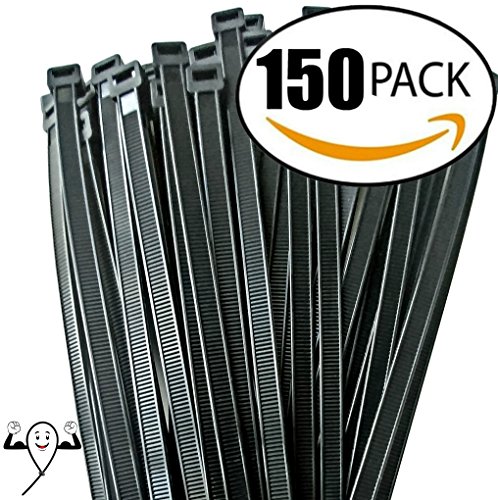 Product Cover Cable ties 12 inch, by Strong Ties. 150 Double Heavy Duty Cable Wire Ties 120lbs Tensile Strength. Super Value Maximum Thickness Black Ties for Indoor and Outdoor Use. UV Resistant
