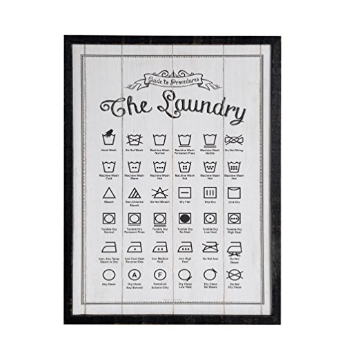 Product Cover NIKKY HOME Wooden Framed Wall Hanging Laundry Guide Plaque Sign for Laundry Room