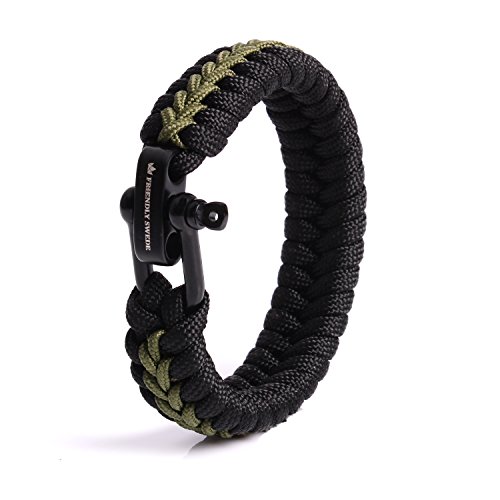 Product Cover The Friendly Swede Paracord Bracelet with Microcord and D-Shackle - Adjustable Size (Army Green Small)