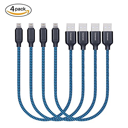 Product Cover Charlemain Short Lightning Cable Nylon Braided 1ft Lightning to USB Charging Cable 12 inch iPhone Charger Cable for iPhone X/8/8 Plus 7/7 Plus 6/6s Plus 5/5s/5c, iPad mini/Air/Pro iPod touch - 4Pack