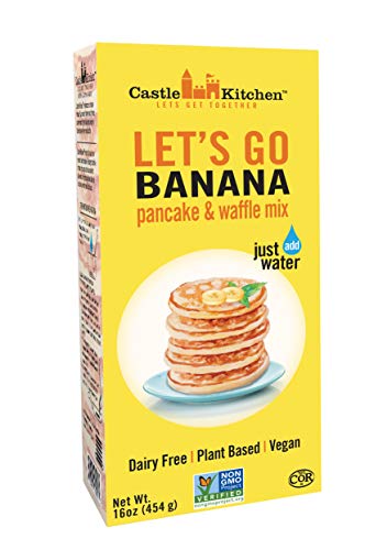Product Cover Castle Kitchen Banana Pancake Mix - Dairy-Free, Vegan, Plant Based, Non-GMO Project Verified, Kosher, Complete Pancake & Waffle Mix - Just Add Water - 16 oz