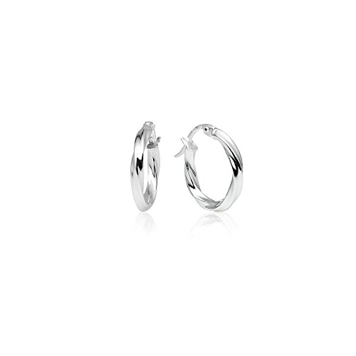 Product Cover LOVVE Sterling Silver High Polished Twist Round Click-Top Hoop Earrings, All Sizes