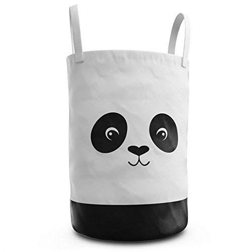 Product Cover Fawn Hill Co Panda Laundry Hamper Basket for Baby Nursery or Toddler Room | Collapsable Storage Tote Organizer with Durable Handles for Clothes, Kids Toys, Dirty Laundry | Modern Decor (Black & White)