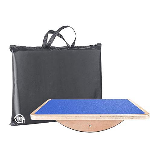 Product Cover Professional Wooden Rocker, Balance Board - Core Strength, Flexibility, Posture, Stability - Balancing Trainer - Non-Slip Platform - Low Impact Exercise - Standing Desk Accessory - AB Fitness Board
