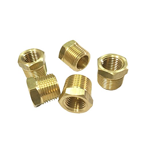 Product Cover Nigo Industrial Co. Brass Pipe Fitting, Hex Bushing Reducer (5 Pack, 3/8