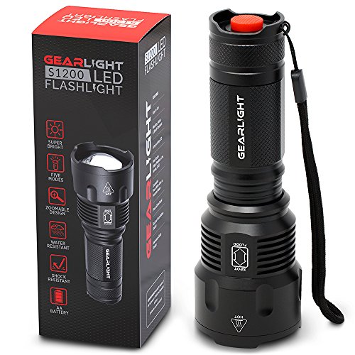 Product Cover GearLight High-Powered LED Flashlight S1200 - Mid Size, Zoomable, Water Resistant, Handheld Light with 5 Modes - Best High Lumen Camping, Outdoor, Emergency Flashlights