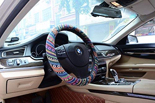 Product Cover Valleycomfy Valleycomfy Boho Universal 15 inch Steering Wheel Covers with Cloth for Women