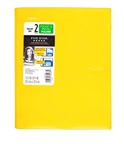 Product Cover Five Star Plastic Folder with Prongs 2 Pockets (Yellow) (2 Pockets)