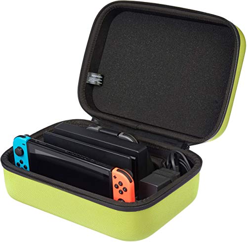 Product Cover AmazonBasics Hard Shell Travel and Storage Case for Nintendo Switch - 12 x 4.8 x 9 Inches, Neon Yellow