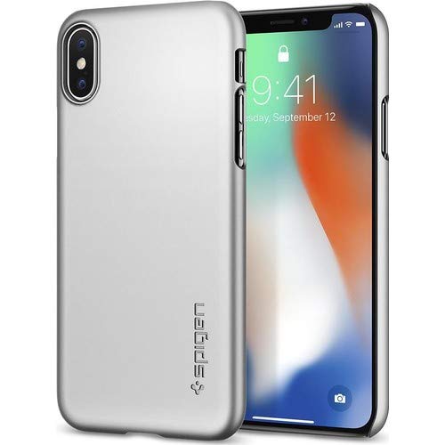 Product Cover Spigen Thin Fit Designed for Apple iPhone Xs Case (2018) / Designed for Apple iPhone X Case (2017) - Satin Silver